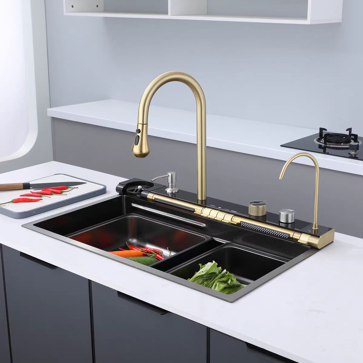 Digital Display Integrated Waterfall Pull-Out Faucet